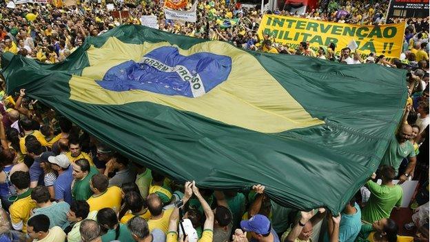 Demonstration against the president and the corruption scandal involving Petrobras