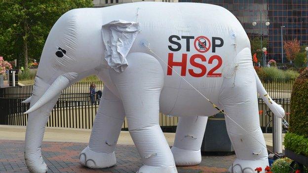 Anti HS2 protest outside the 2014 Conservative Party Conference