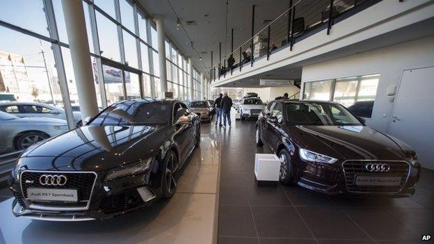 An automobile dealership in Moscow