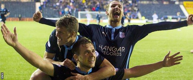 Greg Stewart (front) has been prolific for Dundee this season