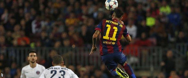 Neymar was completely unmarked as he headed in Barcelona's second