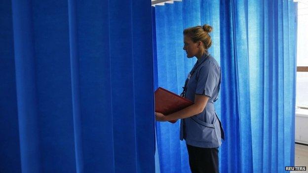 A nurse at St Thomas' Hospital in central London