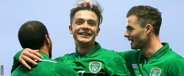 Jack Grealish celebrates after scoring for the Republic of Ireland's Under-21s in a Uefa qualifier against the Faroe Islands in November 2013