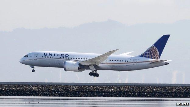 A United Airlines Boeing 787 Dreamliner