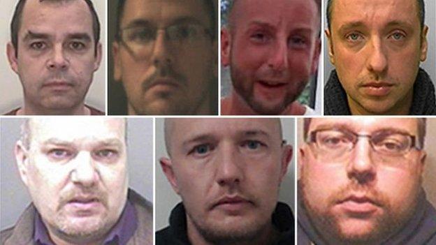 The seven convicted men