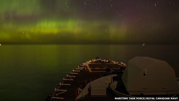 HMCS Fredericton and aurora