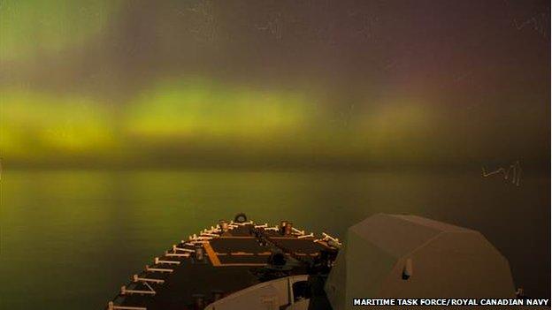 HMCS Fredericton and aurora