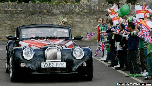 Morgan car carrying asparagus