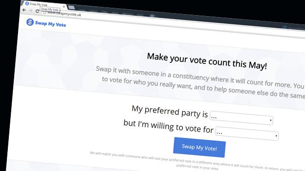 Front page of Swapmyvote.com