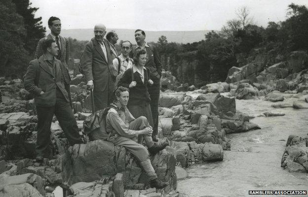 this picture was taken on Tom's walk with MPs in 1948, George Chetwynd, Geoffrey de Freitas, Hugh Dalton, Ted Castle, Fred Wiley, Barbara Castle, Julian Snow and seated Arthur Blenkinsop