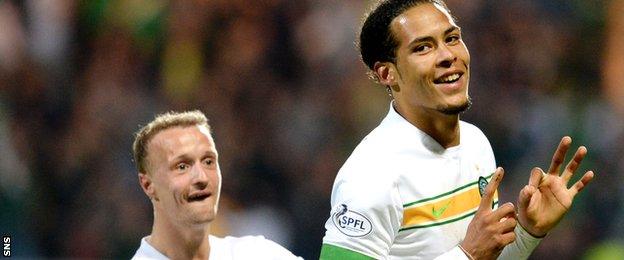 Virgil van Dijk doubled Celtic's lead with a free-kick