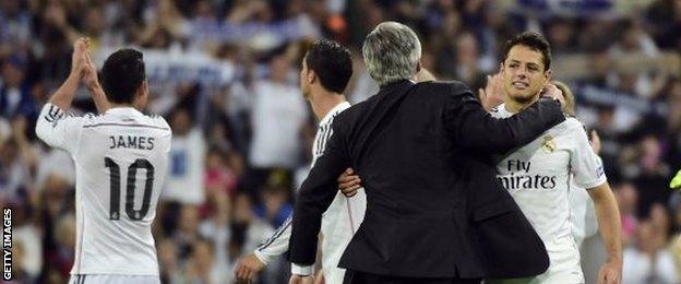 Carlo Ancelotti and Javier Hernandez