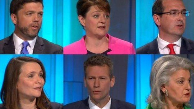 Stephen Crabb, Leanne Wood, Owen Smith, Kirsty Williams, Nathan Gill and Pippa Bartolotti