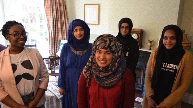 Sixth formers in the parlour at the Pankhurst Centre