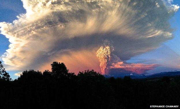 Ash cloud from Calbuco volcano