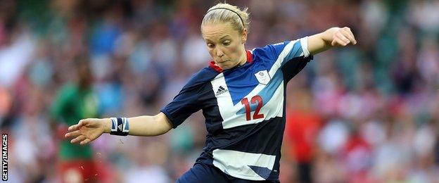 Kim Little in action for Team GB during the 2012 Olympic Games