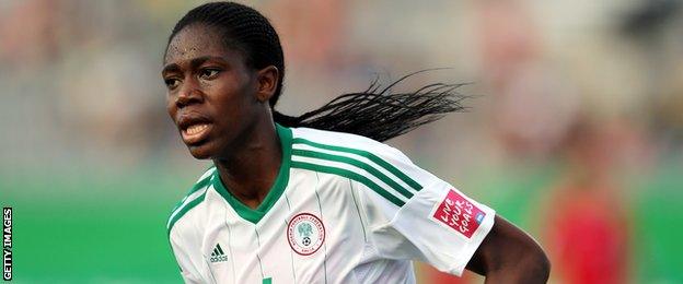 Asisat Oshoala in action for Nigeria