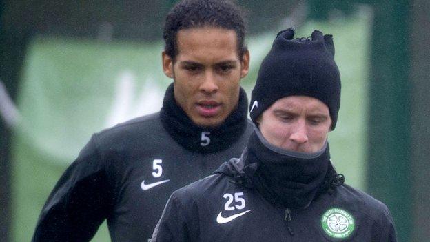 Celtic's Virgil van Dijk and Stefan Johansen