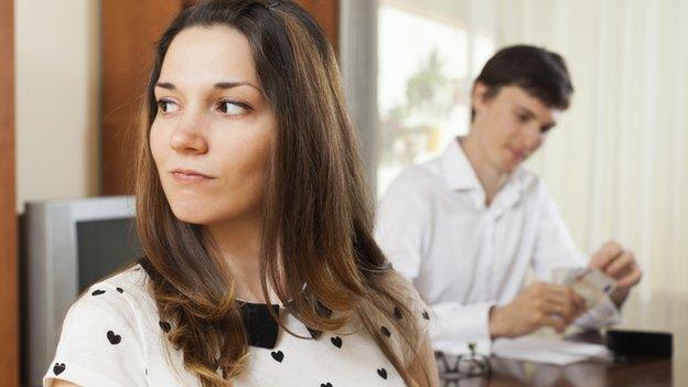 woman in financial dispute with partner