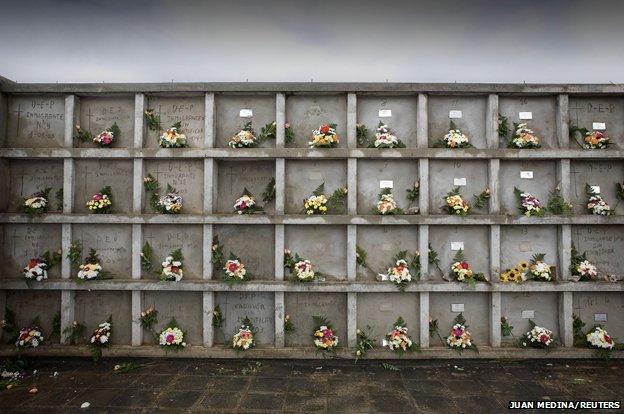 Tombs of would-be immigrants in Fuerteventura, 2006.