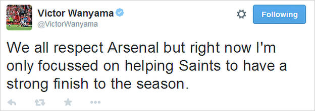 Victor Wanyama tweet