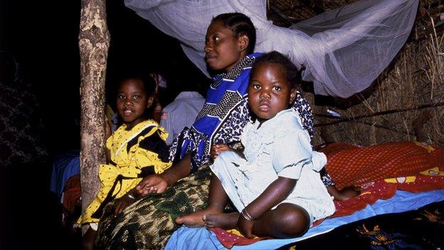 Family affected by malaria in Tanzania