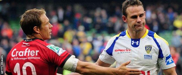 Jonny Wilkinson and Lee Byrne after the 2013 Heineken Cup final