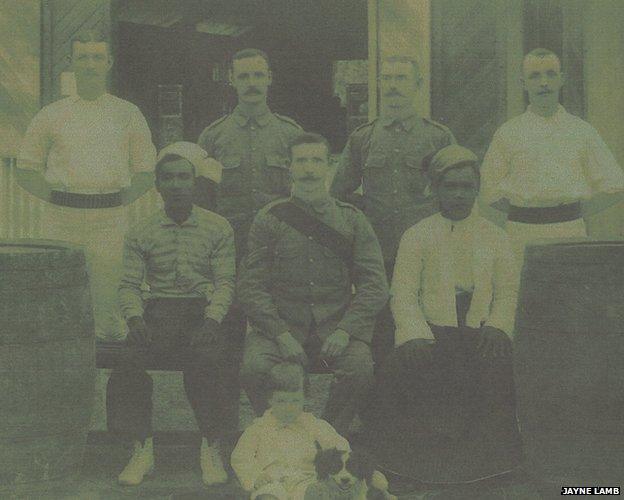 William Percival sitting in the middle, with his son Arthur just in front of him