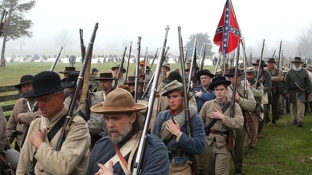 A re-enactment of the American civil war