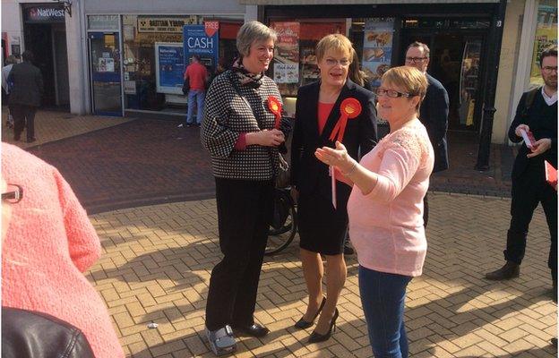 Polly Billington has been joined by celebrities on the campaign trail including Eddie Izzard on Grays High Street