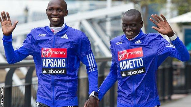 Wilson Kipsang (left) with Dennis Kimetto