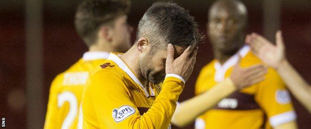 There was dejection for Motherwell's Keith Lasley at full-time