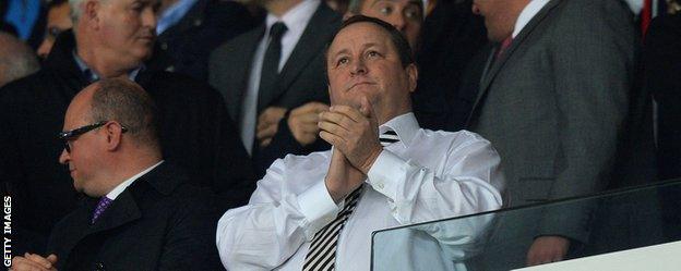 Rangers shareholder Mike Ashley in the Newcastle stand