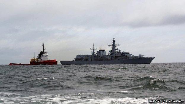 The Hamal was intercepted by the Royal Navy frigate HMS Somerset