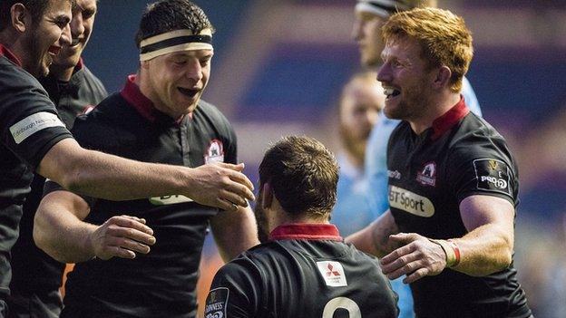 Edinburgh celebrate their victory over Zebre