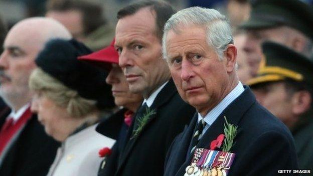 Australian Prime Minister Tony Abbott and Prince Charles