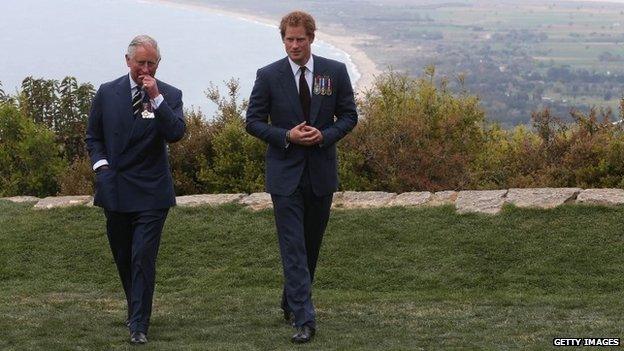 Prince Harry chats with Prince Charles