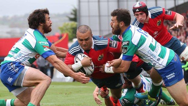 Simon Zebo was among Munster's try-scorers at Musgrave Park