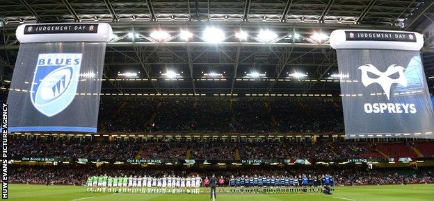 The fans turned up in force to watch Cardiff Blues take on Ospreys at the Millennium Stadium