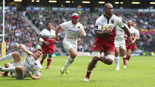 Samu Manoa scored Northampton Saints' first-half try