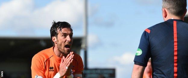 Kilmarnock's Manuel Pascali was upset with the award of two penalties