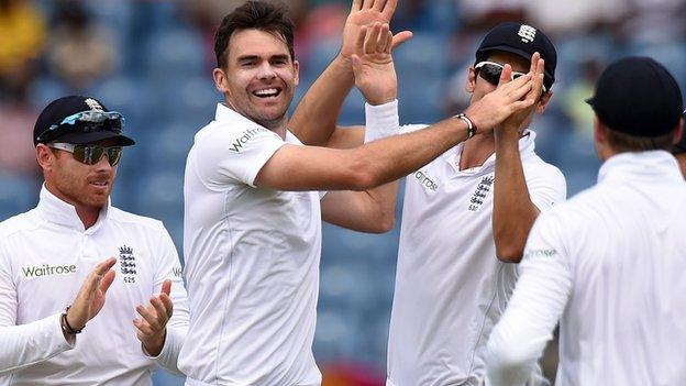 James Anderson celebrates