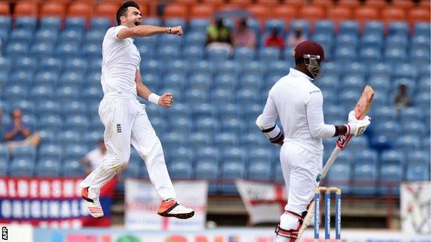 James Anderson celebrates