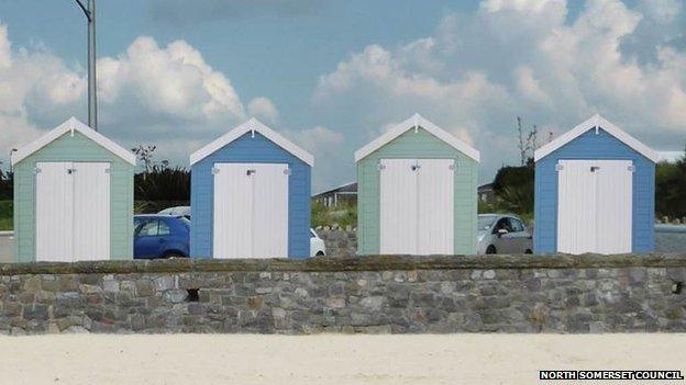 Artist's impression of beach huts in Weston-super-Mare