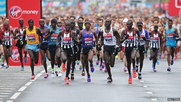 Runners at the London Marathon