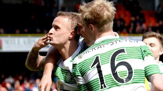 Leigh Griffiths celebrates his goals for Celtic