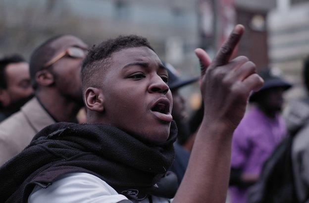 9-year-old shouting at police.