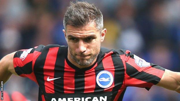 Aaron Hughes in action for Brighton and Hove Albion