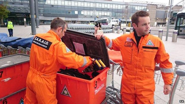 Adam Turner and other members of SARAID team at Heathrow