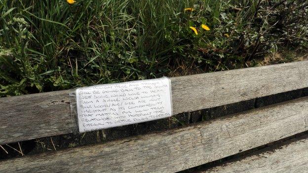 A lonely heart on a Swansea bench